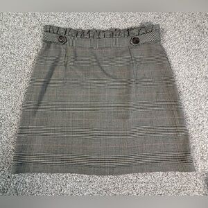 Like new! Topshop plaid brown, black, and red high waisted ruffle top skirt l 10